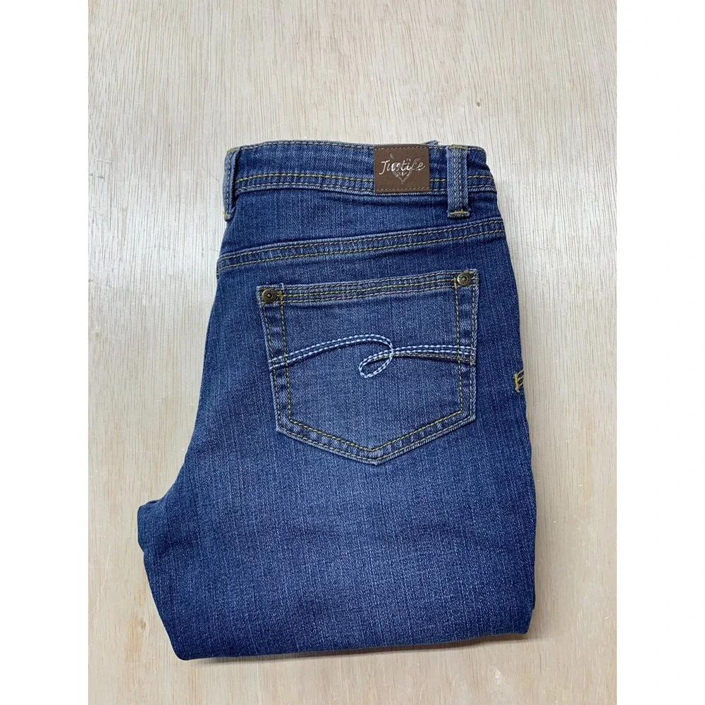 JUSTICE Girls Blue JEANS Size‎ 10 Approx 28x25.5 Believe In Yourself